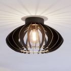 Black industrial ceiling light wood, Bergama