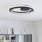 Black modern flush ceiling light plastic, Madhvi, 20W, warm to cold white adjustable LED, with remote control