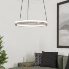 White modern pendant light plastic, Madhvi, 20W, warm to cold white adjustable LED, with remote control