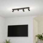 Black modern smart ceiling light aluminium, Mayke, 3,7W, RGBW LED, with remote control