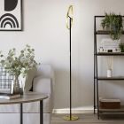 Brass design floor lamp plastic, Corwin, 8,8W, 3000K LED, with touch dimmer
