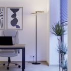 Brass design floor lamp plastic, Corwin, 16W, warm to cold white adjustable LED, with touch dimmer