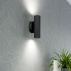 Black modern up down wall light aluminium, Vikram