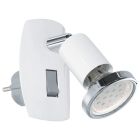 White plug in wall light metal, Alejandra, with switch