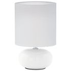 White table lamp fabric, Matthew, with switch
