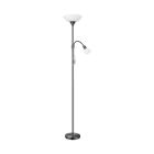 Nickel reading floor lamp plastic, Burgo, with switch
