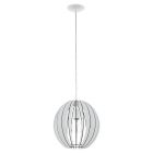 White rustic pendant light wood, Bergama