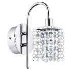 Chrome design wall light crystal, Almedina, IP44