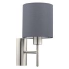 Grey modern wall light fabric, Abano, with switch