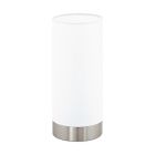White modern table lamp fabric, Abano, with touch dimmer