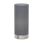 Grey modern table lamp fabric, Abano, with touch dimmer