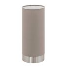 Taupe modern table lamp fabric, Abano, with touch dimmer