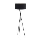 Black modern tripod floor lamp fabric, Anuschka, with switch