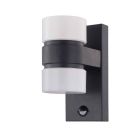 Anthracite modern outdoor wall light with motion sensor aluminium, Birte, IP44