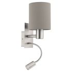 Taupe modern wall light fabric, Abano, with switch