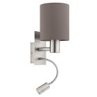 Anthracite modern wall light fabric, Abano, with switch