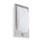 White outdoor wall light with motion sensor plastic, Lyam, IP44