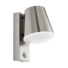 Silver modern outdoor wall light with motion sensor stainless steel, Aiden, IP44