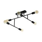 Black industrial flush ceiling light steel, Anica