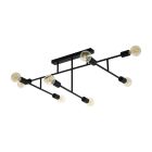 Black industrial flush ceiling light steel, Anica