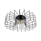 Black industrial flush ceiling light steel, Wilma
