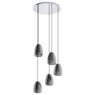 Chrome pendant light smoke glass, Fredericus