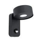 Black modern outdoor wall light with motion sensor steel, Liliana, 6W, 3000K LED, IP44