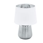Ceramic table lamp silver, Elvin, with switch