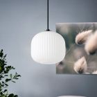 White retro pendant light glass, Elvera