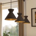 Black industrial pendant light fabric, Jasmine