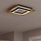 Wooden design flush ceiling light aluminium, Kyllian, 5,4W, warm to cold white adjustable LED, 3-step dimmable