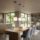 Pink retro pendant light glass, Berardelli