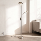 Modern reading floor lamp nickel, Salvador, 18W, 3000K LED, with switch