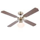 Brown classic ceiling fan stainless steel, Henza, with pull switch