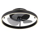 Black modern ceiling fan plastic, Joos, 40W, warm to cold white adjustable LED, with remote control