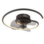 Black design ceiling fan metal, Lein, 30W, warm to cold white adjustable LED, with remote control