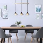 Black industrial pendant light wood, Lusanne