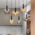 Black dining table hanging lamp smoke glass, Marjolein