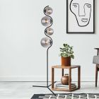 Black floor lamp smoke glass, Bart, with switch