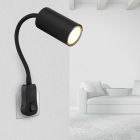 Black design plug in wall light metal, Roelof, with switch