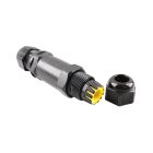 Black Waterproof cable coupling IP68, max 3 x 1,5mm