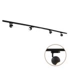2M black 1 phase track lighting system + 4 Alco track spots