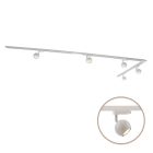 3M white 1 phase track lighting system with a corner + 5 Alco track spots