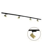 2M brass 1 phase track lighting system + 4 Elena track spots