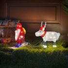 Red Christmas 3d Christmas figure acrylic, Kerstman en rendier, 2W, 4000K LED, IP44
