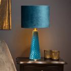 Blue table lamp retro, Extravaganza Velvet, with switch