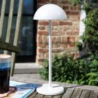 White outdoor table lamp retro, Joy, 1,5W, 3000K LED, IP54, with touch dimmer