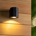 Black solar outdoor wall light modern, Perth, 1W, 2850K LED, IP65