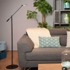 Black reading floor lamp modern, Anselmo, 9W, 3000K LED