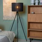 Bamboo tripod floor lamp black, Tagalog, with switch